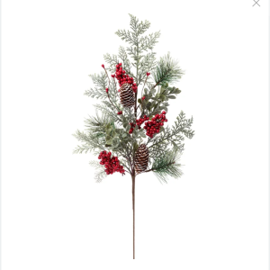 Red Berry Frosted Pine Spray