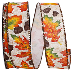 Fall Leave Acorn Ribbon