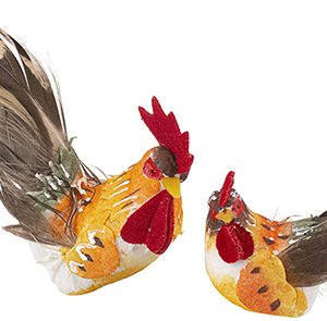 Rooster and hen set 4"