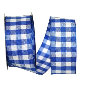 Check Gingham Medium Wired Ribbon Yard (Blue)