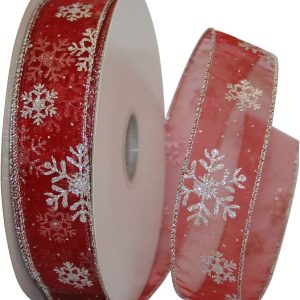 Snowflake Grand Wired Edge Ribbon