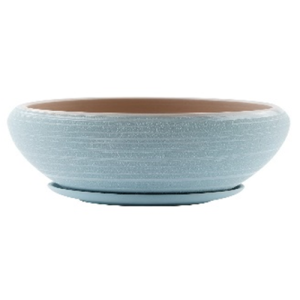 XLarge Blue Striped Pot with saucer Ceramic