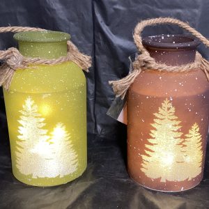 Green and Plum Lighted Jar