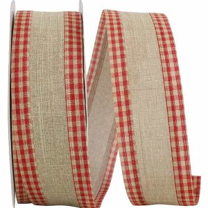 Linen with Gingham Edge Ribbon Yard