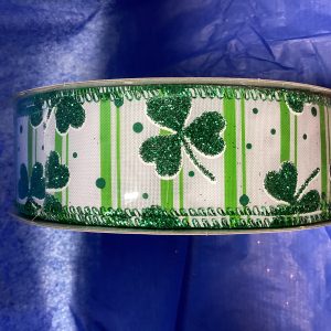 Clover Glitter Stripes Wired Edge White