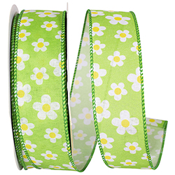 Linen tossed daisies wired edge