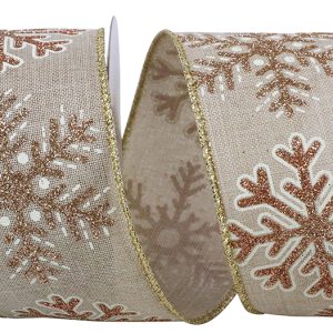 Snowflake Glitter Outline Muslin Wired Edge Ribbon