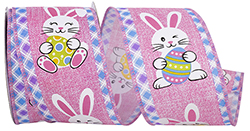 Easter bunny egg with ticking wired edge ribbon
