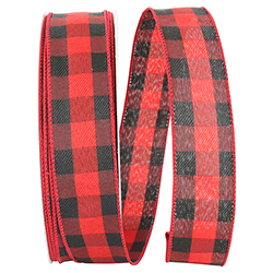 Buffalo Plaid Twill Value Wired Edge Ribbon