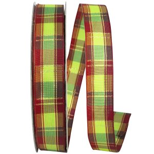 Cheerful Plaid Wired Edge Ribbon Yard