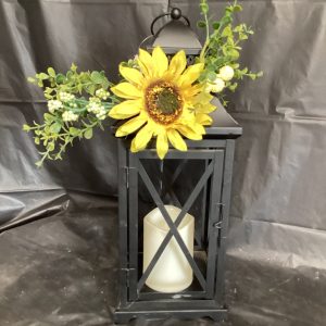 Lantern with sunflower decor