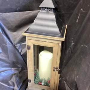 Lighted lantern with candle and timer