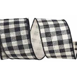 Gingham Hopsack Twill Wired Edge Ribbon