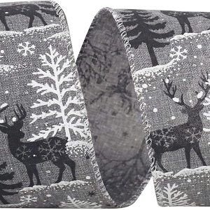 Deer and Snow Tree Scene Ribbon yard