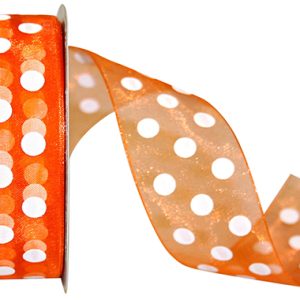 Chiffon Aspirin Dot Orange 1.5”