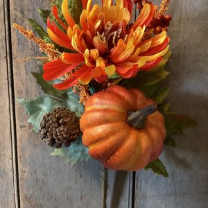 18” Pumpkin/Mum Spray Pick (Fall Mix)