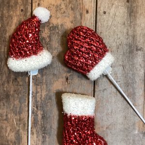 18-in Glitter Christmas Pick Assorted (Red/White)
