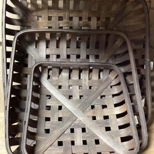 Set of 3 Square Brown Chipwood Tobacco Basket