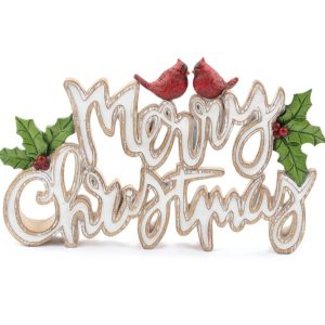 Merry Christmas Plaque w/ Cardinals