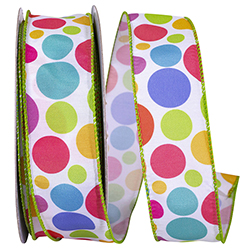 Rainbow disco dot wired edge ribbon