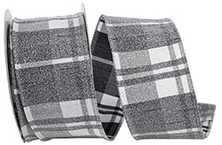 Frosted Plaid Wired Edge Ribbon
