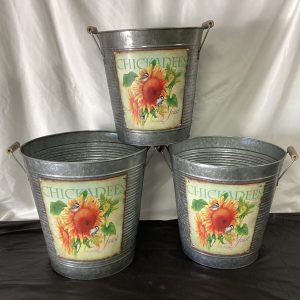 Set of 3 Metal Chickadees Container
