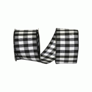 Check Gingham Medium Wired Ribbon Yard (Black)