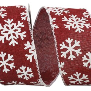 Snowflake Linen Fun Wired Edge Ribbon