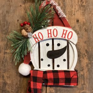 Wood Snowman Santa Hat Ornament