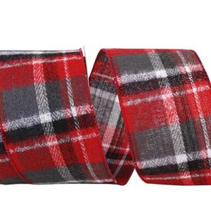 Gray Flannel Plaid Wired Edge Ribbon