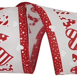 Gingham heart love wired edge ribbon